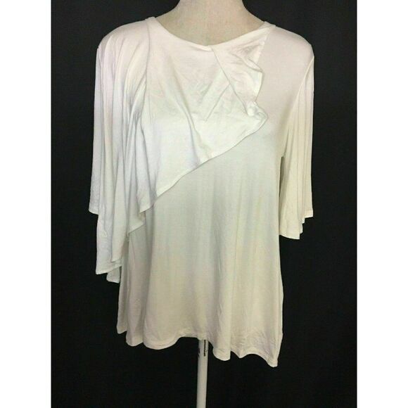 Caleigh Clover Womens Solid White Long Sleeve Top - Picture 1 of 7